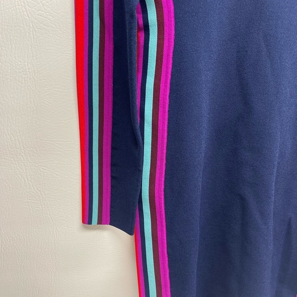 TANYA TAYLOR LONG SLEEVELESS MULTICOLOR DRESS SIZE M NAVY BLUE - Picture 5 of 7